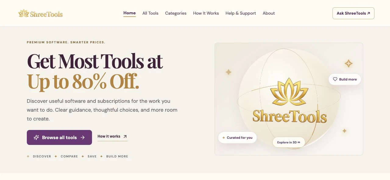 Live software catalogue with searchable tools, category links and an enquiry journey.